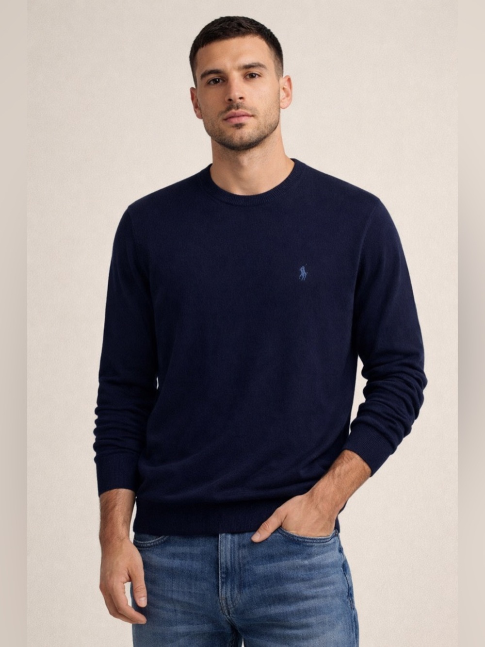 NWOT Ralph Lauren Dark Blue Crewneck Mens Sweater. Size Medium